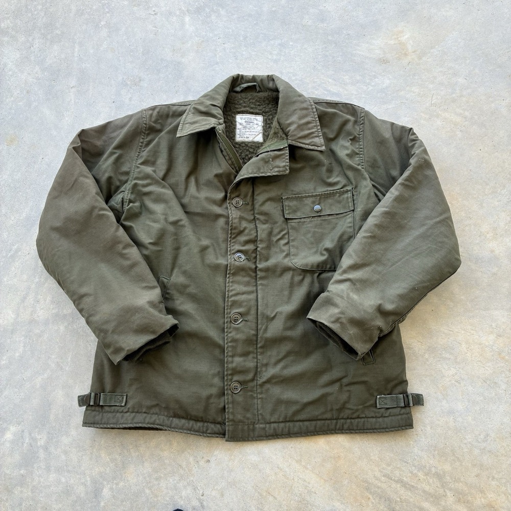 Vintage US Military Cold Weather Permeable Jacket Large Olive 70s Vanderbilt Co